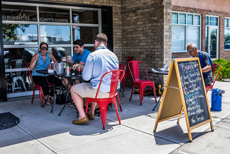 people sitting outside